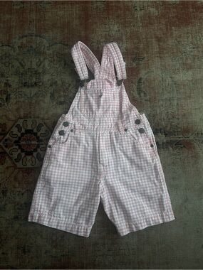 Vintage 90’s Pink Gingham Overalls Shorts